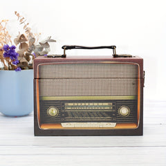 Vintage Radio Shaped Wooden PU Storage Box