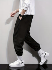 Men's Drawstring Button Wrinkle Pocket Sweatpants Loose Jogger Pants