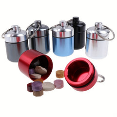 Mini Waterproof Aluminum Pill Box Case with Key Ring