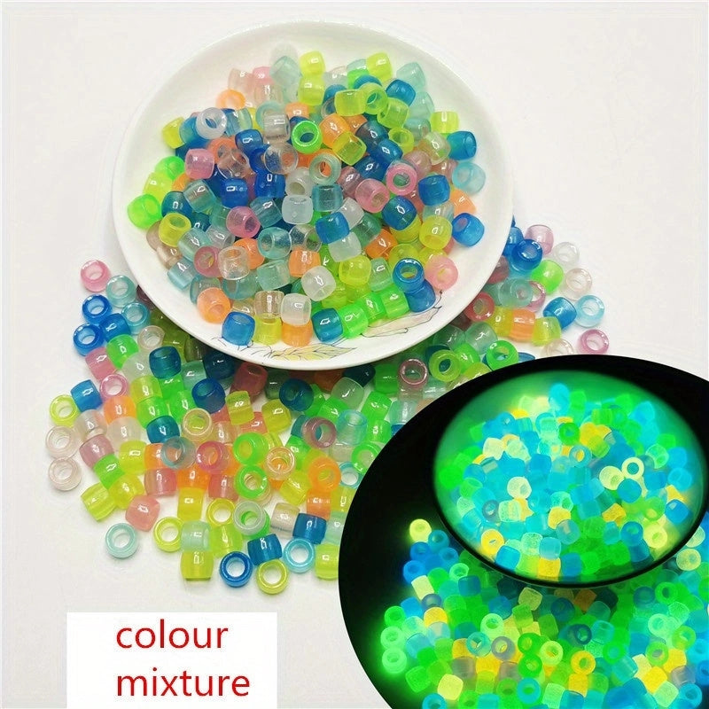 200Pcs Luminous Glow In The Dark Acrylic Spacer Beads Round Ball Beads