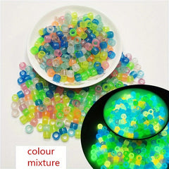 200Pcs Luminous Glow In The Dark Acrylic Spacer Beads Round Ball Beads