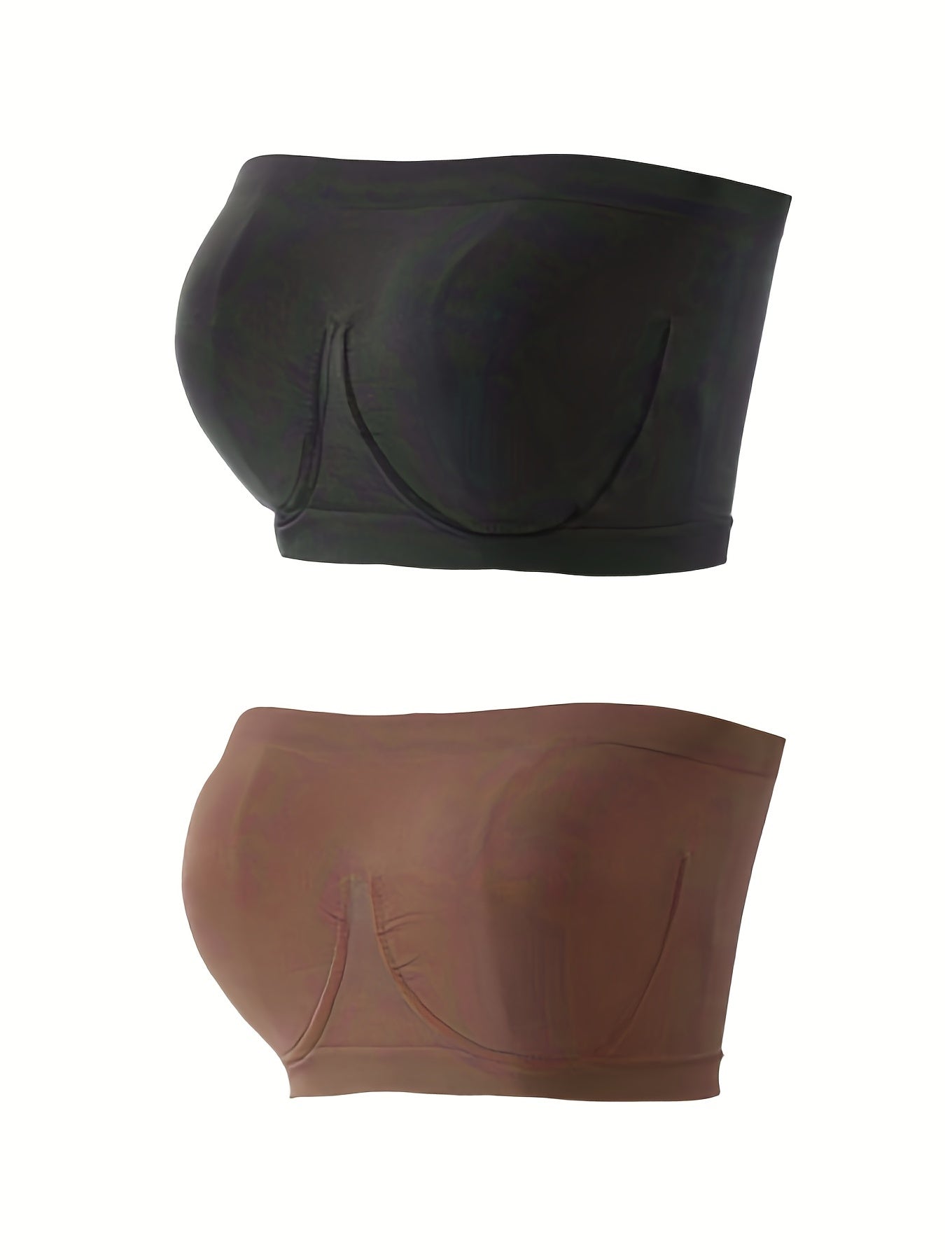 2 Pack Plus Size Tube Bra Set Women's Plain Ruched Wireless Prom Dress Two Piece