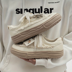 Platform Lace-Up Skate Shoes Thick Sole Women's Sneakers