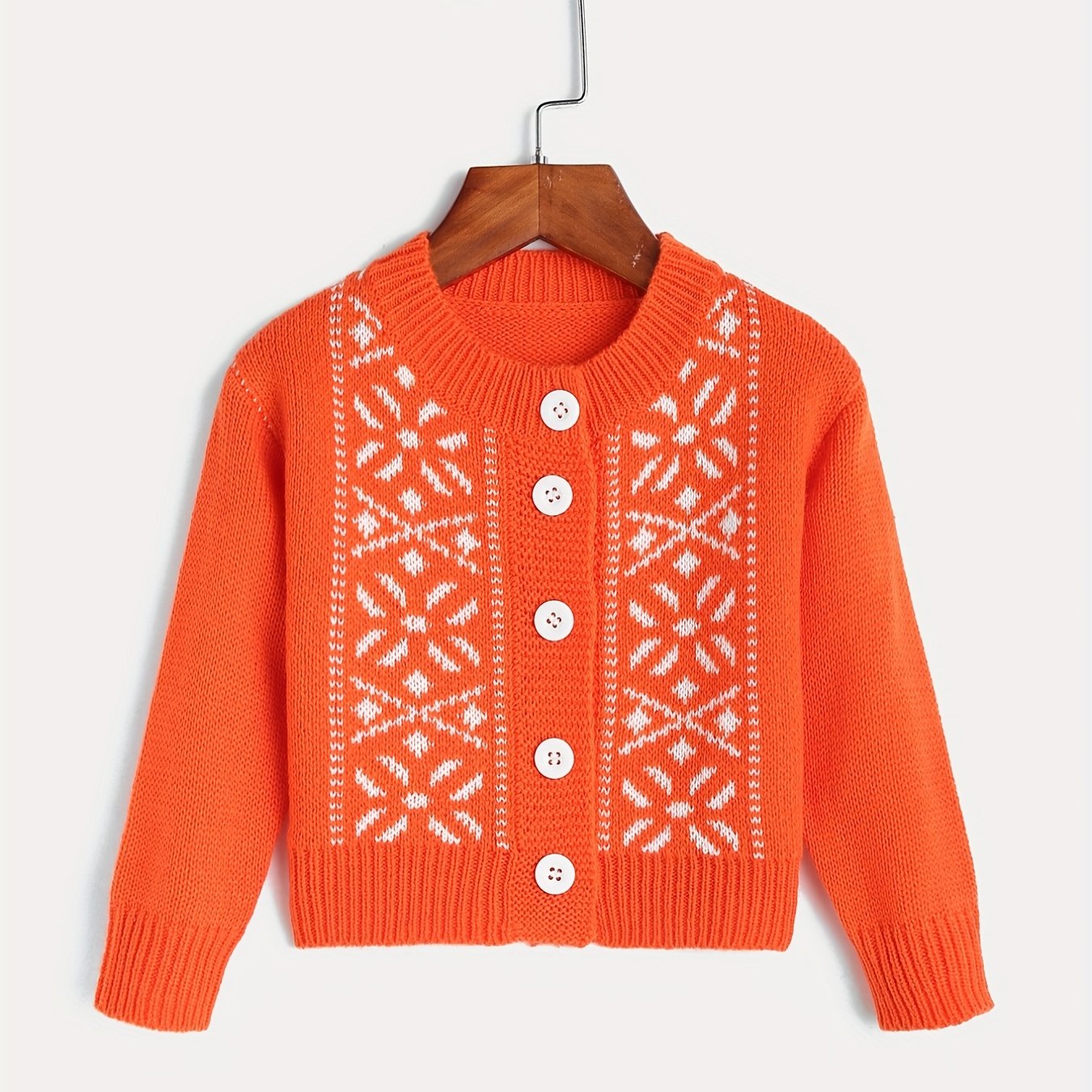 Jacquard Button Up Knit Cardigan Kids Coat Top