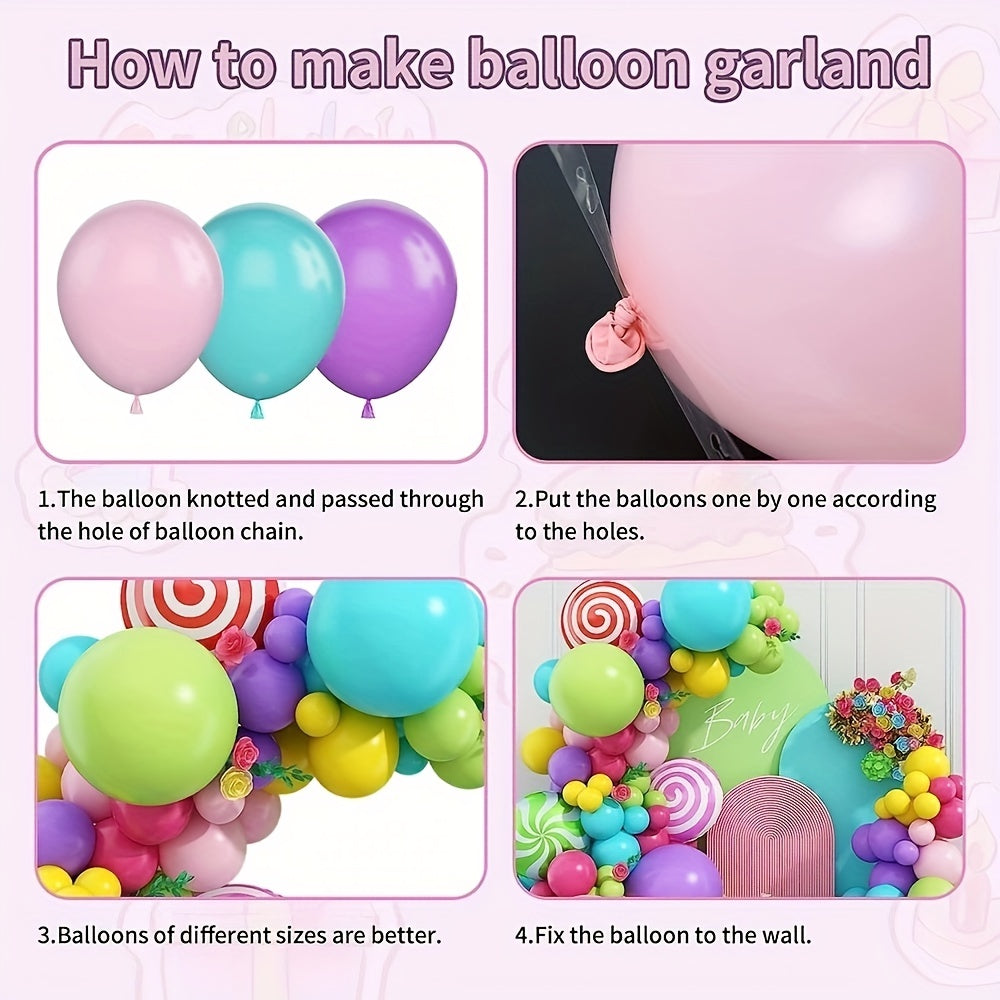 127pcs Candy Rainbow Balloon Arch Garland Set for Party