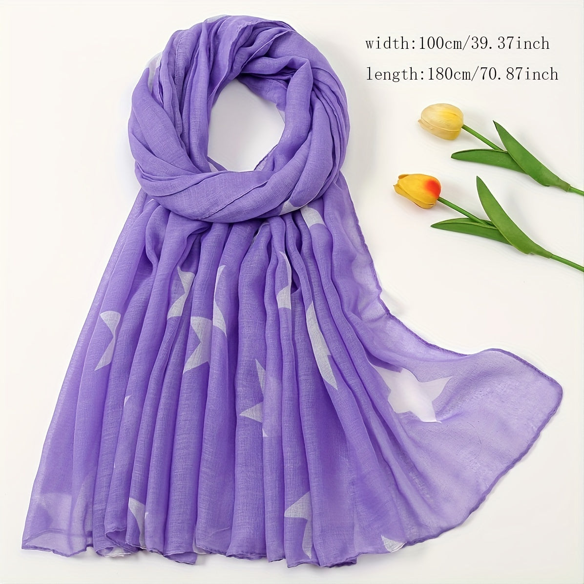 Star Decor Voile Scarf Shawl Wrap Casual Head Wrap For Daily Gift For Mother's