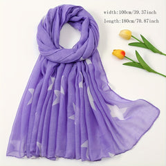 Star Decor Voile Scarf Shawl Wrap Casual Head Wrap For Daily Gift For Mother's