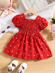 Heart Print Tunic Dress for Girls - Party Birthday Outfit