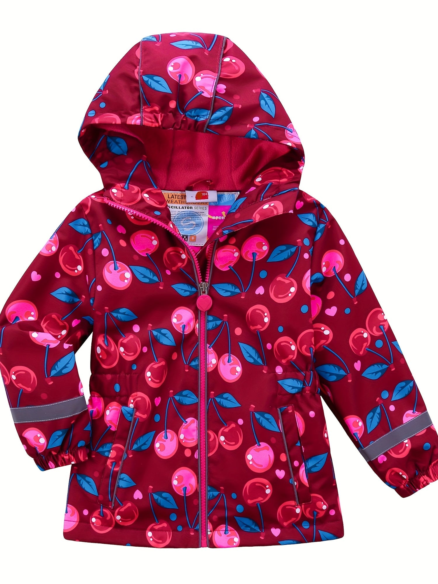Girls Breathable Lightweight Waterproof Windproof Hooded Jacket