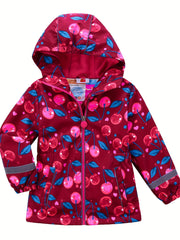 Girls Breathable Lightweight Waterproof Windproof Hooded Jacket