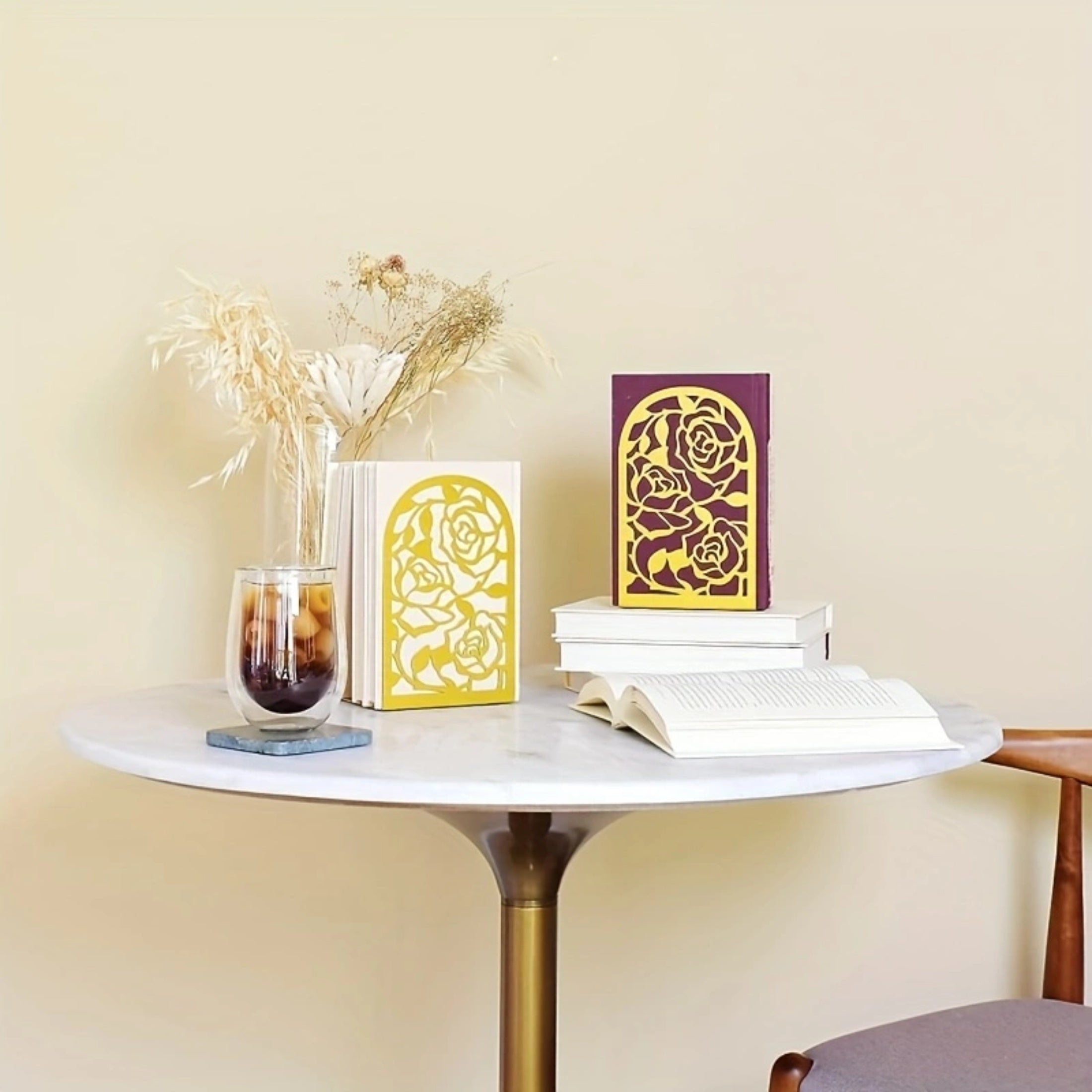 Rose Metal Bookends Desktop Storage Bookshelves