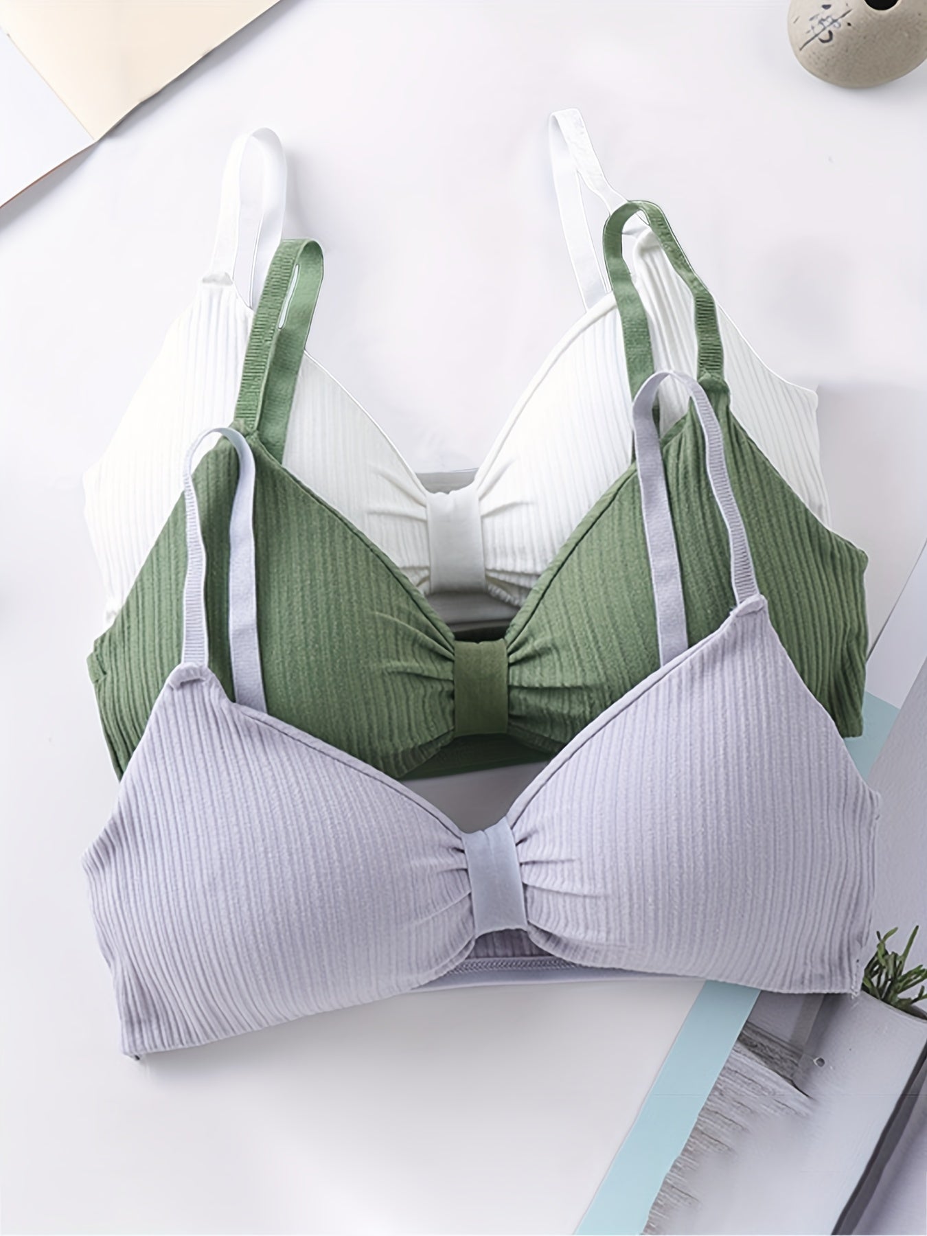 3pcs Girls Wrapped Chest Cami Vests Backless Tube Tops Push Up Bras