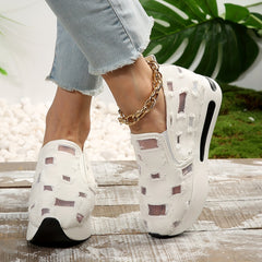 Mesh Ripped Slip On Chunky Sneakers Thick Sole Walking Shoes