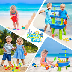 4 Tier Sand Water Table for Toddlers 46pcs Kids Water Table Splash Pond Toys Set