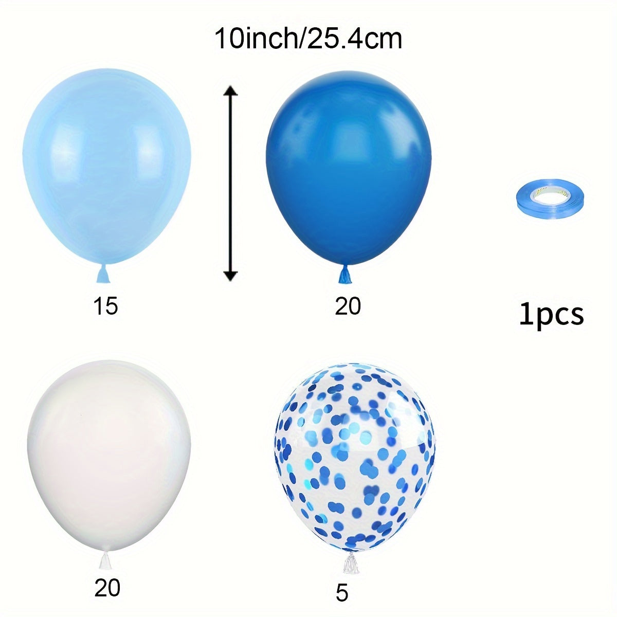 61pcs Bule Confetti Metal Latex Balloon Set for Various Celebrations