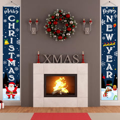 Santa Snowman Banners for Front Door Porch Garden Xmas