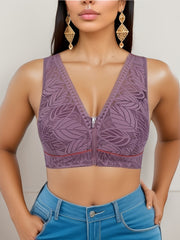 Lace Wireless Bra Zipper Women's Lingerie