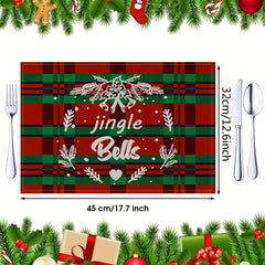 6pcs Christmas Tablecloths Heat Insulation Pad Napkin Set