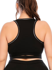 Strip Print V Neck Sports Bra Medium Stretch Fitness Bra