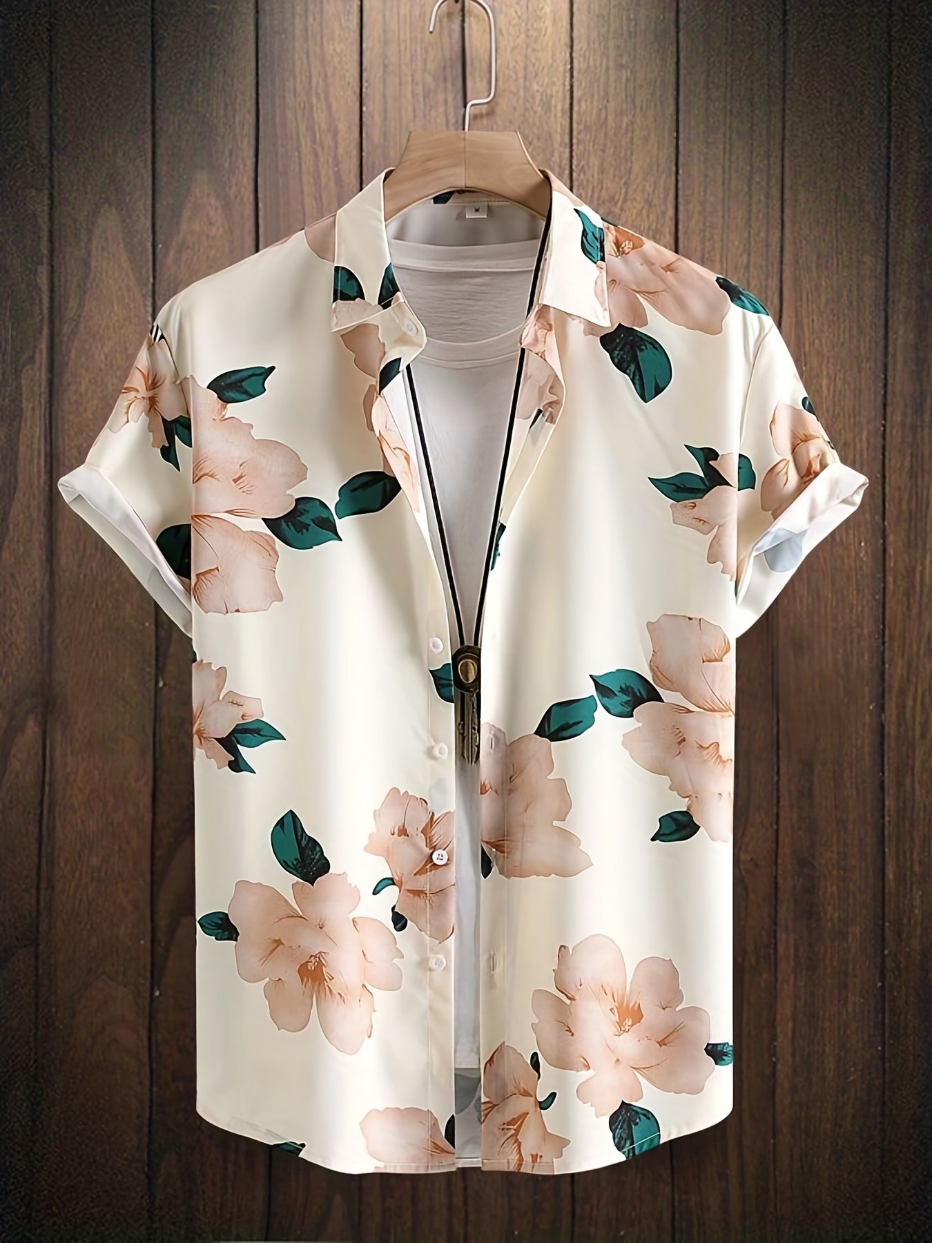 Flower Print Men's Hawaiian Shirt Casual Summer Vacation Top