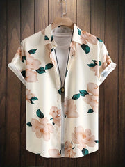Flower Print Men's Hawaiian Shirt Casual Summer Vacation Top