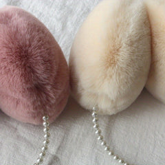 Plush Faux Rabbit Fur Earmuffs Soft Warm Ear Covers for Men & Women Pink Beige