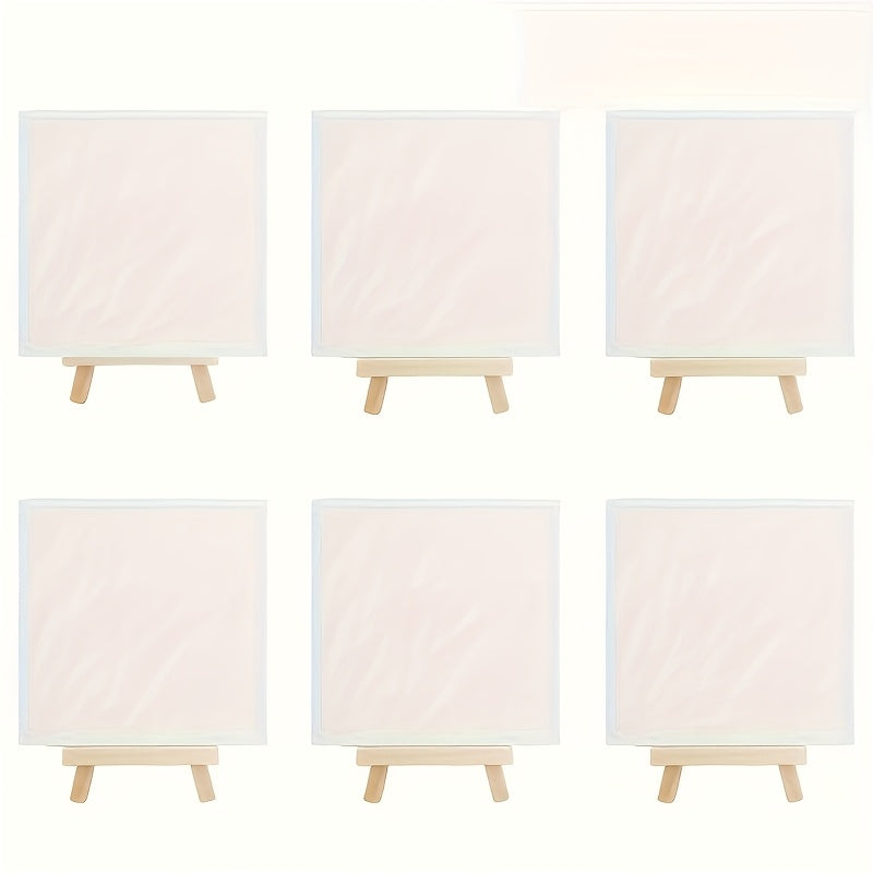 12pcs Easel Set with 6pcs 24x15 Canvas and 6pcs Pine Easel