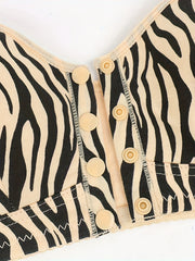 2pcs Striped Wireless Bras Front Buckle Comfy Breathable Women's Lingerie