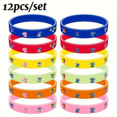 12pcs Stitch Silicone Bracelet Set - Cartoon Character Designs