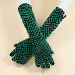 Women's Warm Winter Windproof Gloves - Check Pattern