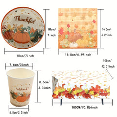 Thanksgiving Tablecloth Plates Cups Napkins Banner Set