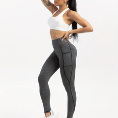 Women's Gray and Spliced Leggings for Yoga Running Fitness