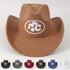 Western Cowboy Hat Y2K Solid Jazz Fedora Cap Rolled Brim Cowgirl Sun Hats