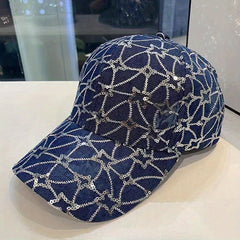 Denim Sequins Sunshade Baseball Cap