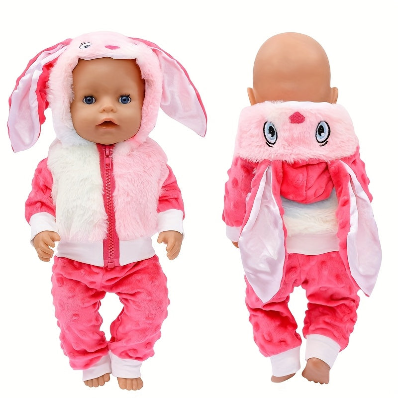 Easter Bunny Costume 2-Piece Set Pink Hoodie & Pants for 18" Dolls