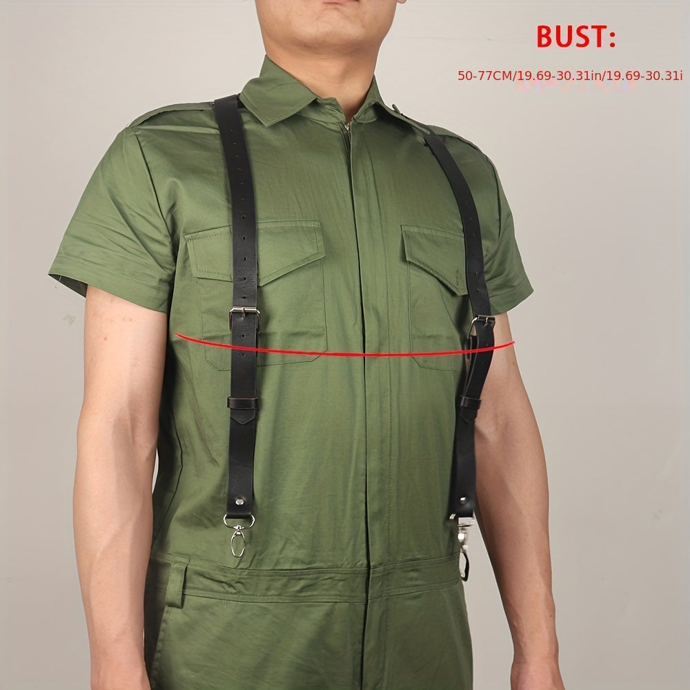 Men's Adjustable PU Leather Suspenders Belt