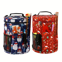 Christmas Theme Yarn Bag Knitting Storage Crochet Cylinder Portable