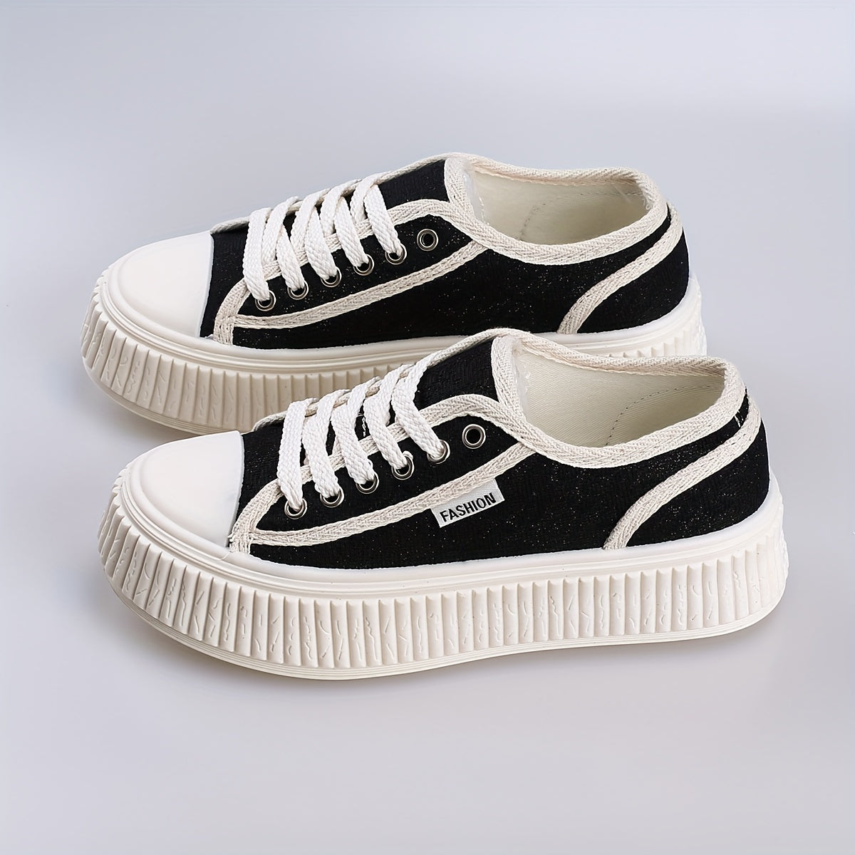Women's Canvas Lace Up Casual Sneakers Low Top Shoes