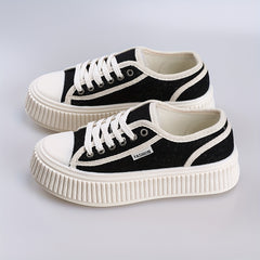 Women's Canvas Lace Up Casual Sneakers Low Top Shoes