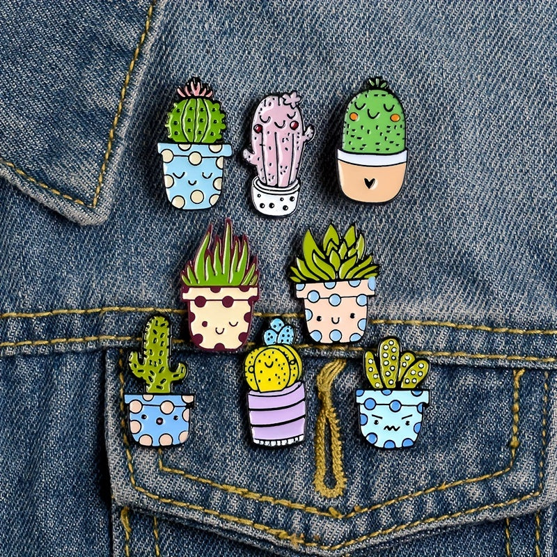 Cute Cactus Succulent Potted Brooch for Girls