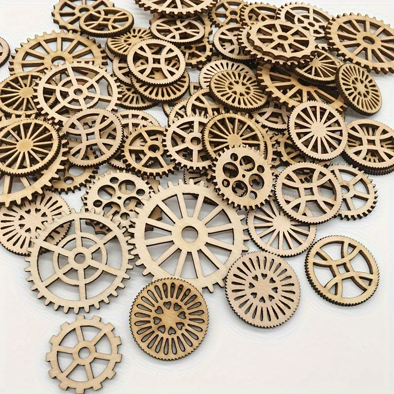 20 PCS DIY Mini Wooden Gears Set Mixed Shapes 26 50mm 1 1 97in