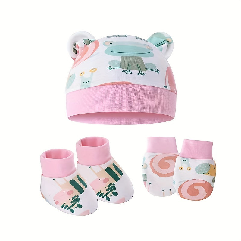 5pcs Baby Tire Hat Set with Anti-scratch Gloves & Foot Cover