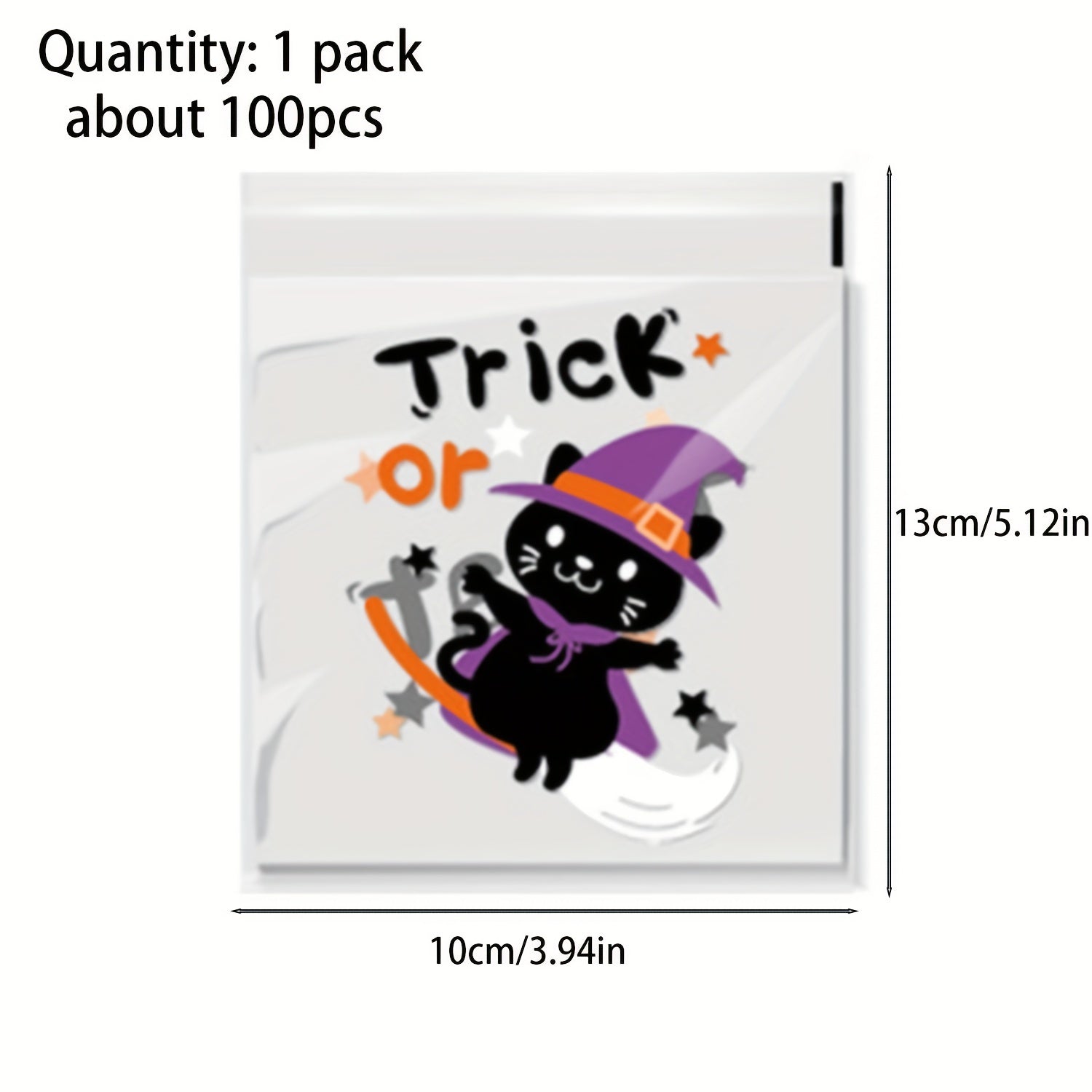100pcs Halloween Gift Bags Ghost Party Candy Packaging Ziplock Bag