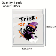 100pcs Halloween Gift Bags Ghost Party Candy Packaging Ziplock Bag