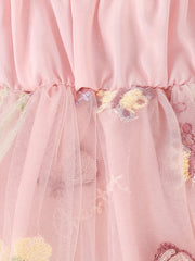 Baby Girls Butterfly Embroidery Mesh Cami Dress for Summer