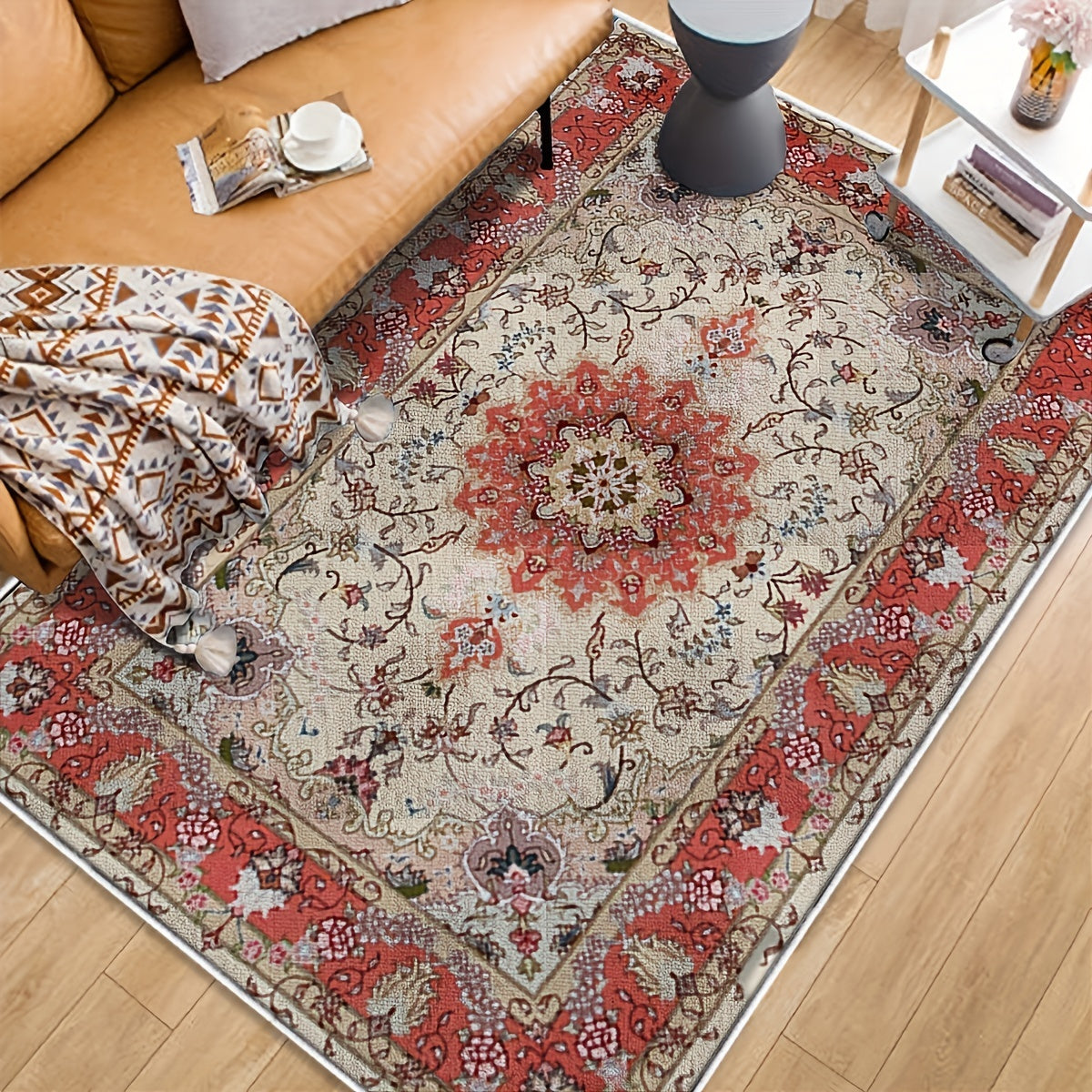 Vintage Rustic Area Rug Traditional Oriental Non Shedding