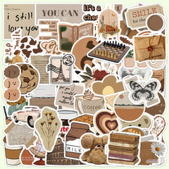 60pcs Brown Stickers DIY Decorative Waterproof Stickers