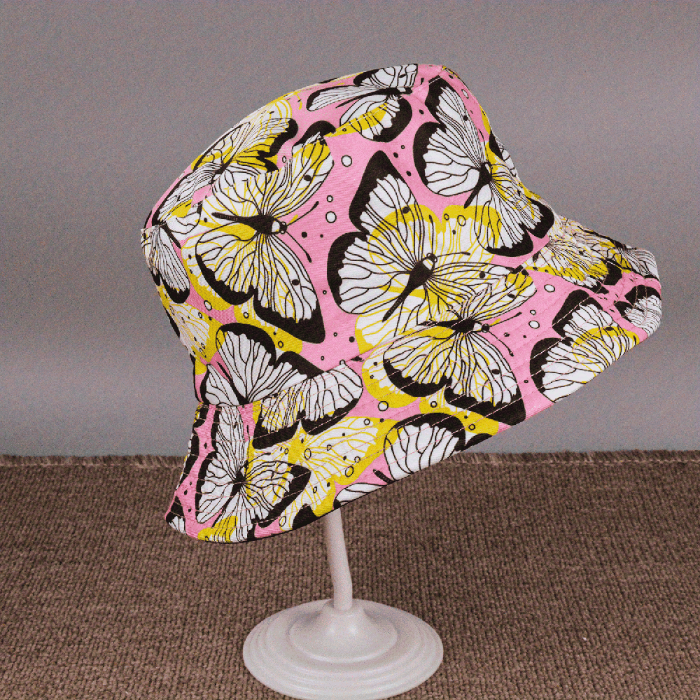 Butterfly Print Bucket Hat Foldable Sun Protection Sunshade Hat