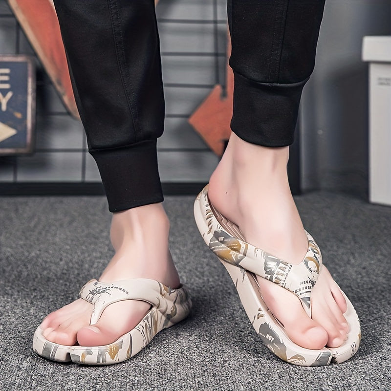 Men's Graphic Thong Sandals Non Slip Flip-flops Beach Slides