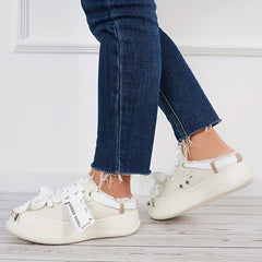 Women's Canvas Lace-Up Walking Shoes Outdoor Sneakers